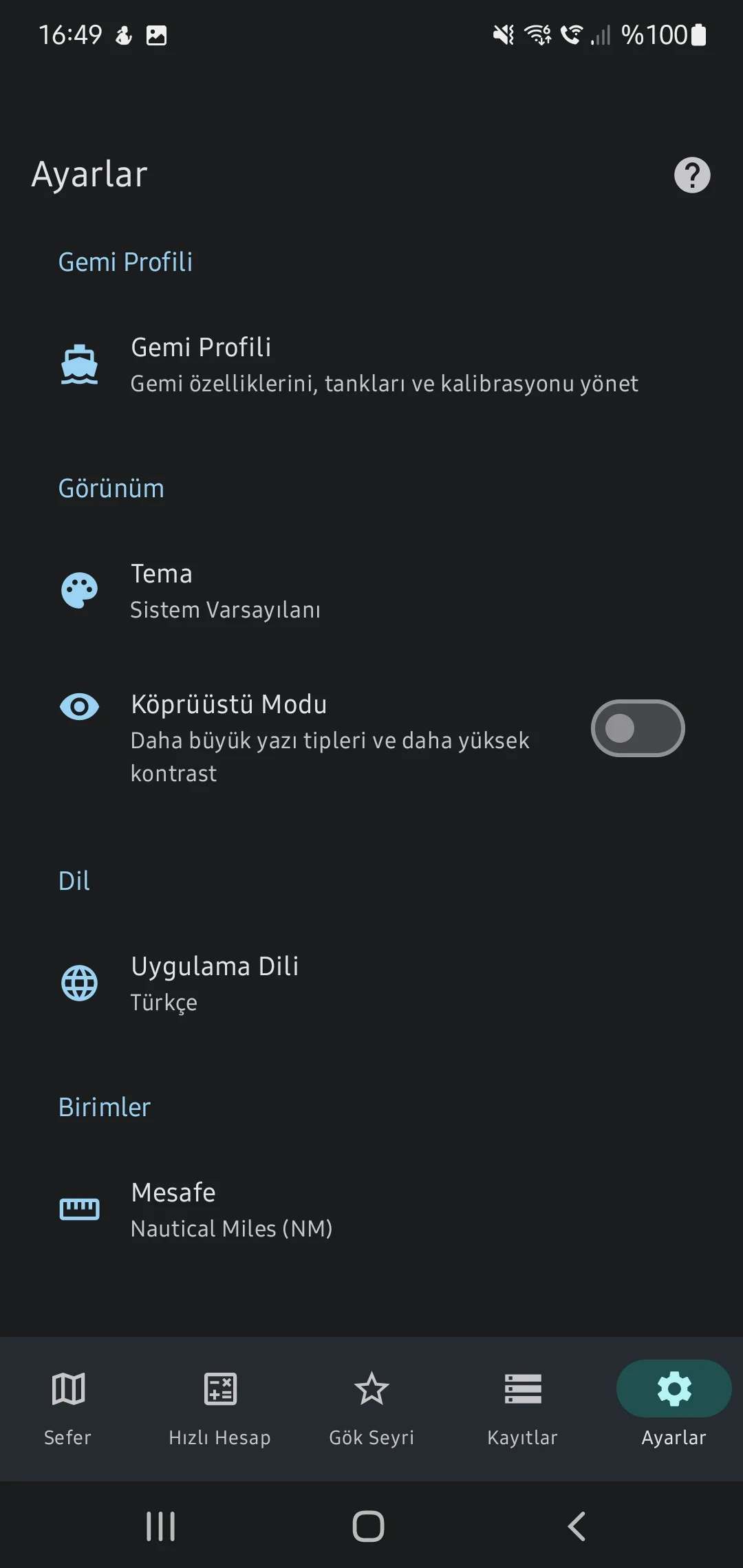 CaptainCalc uygulama ekran görüntüsü - App Settings
