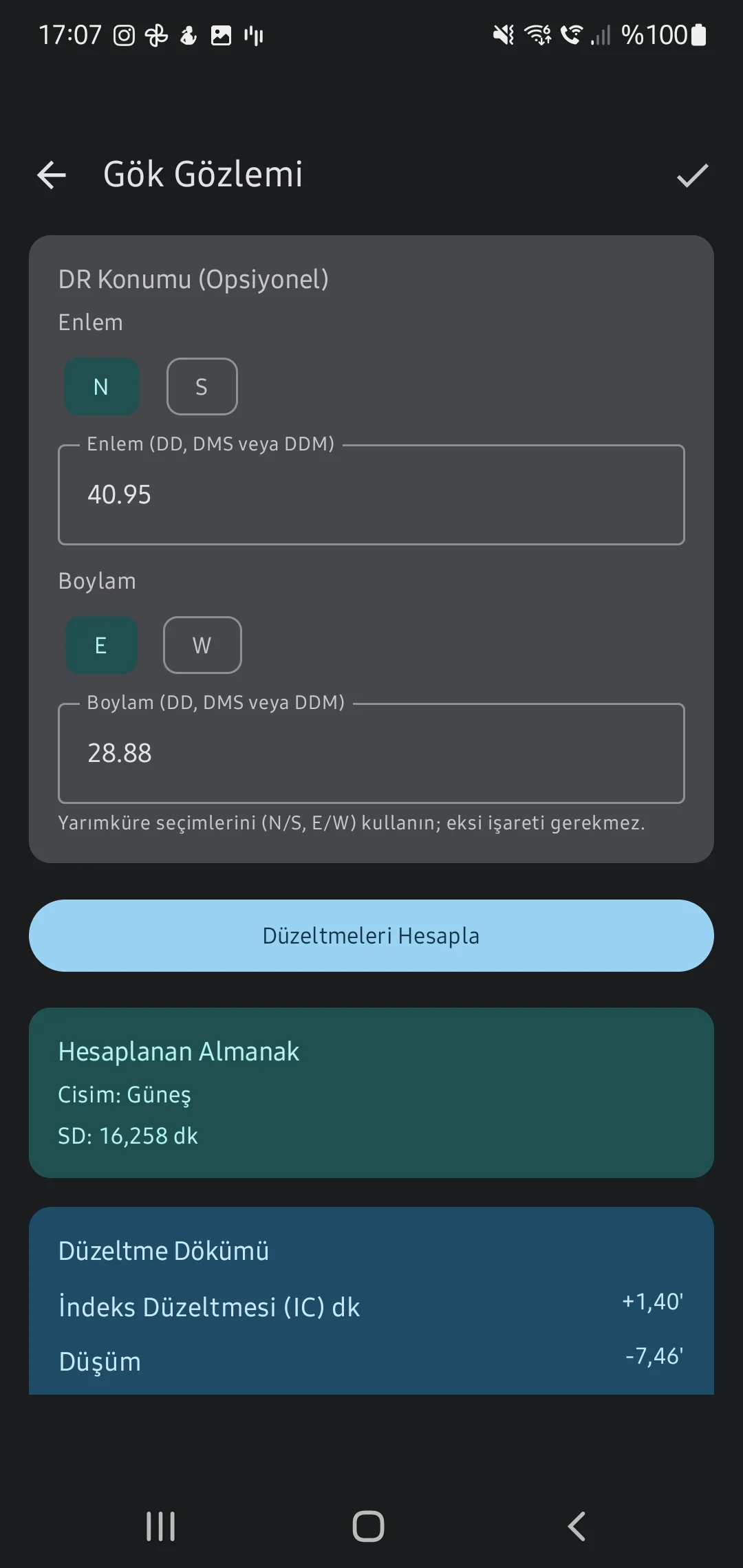 CaptainCalc uygulama ekran görüntüsü - Computed Results Plot