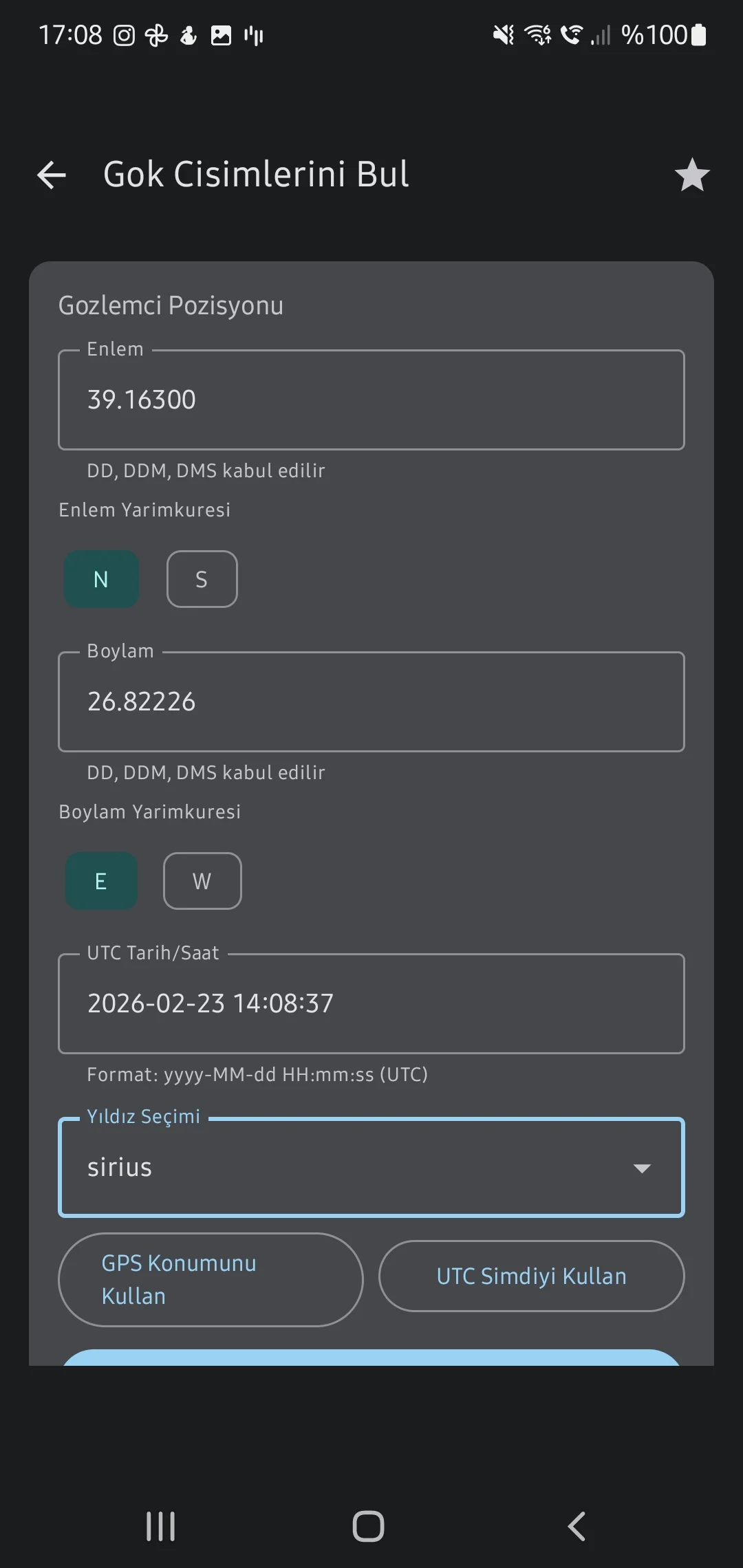 CaptainCalc uygulama ekran görüntüsü - Locate Objects