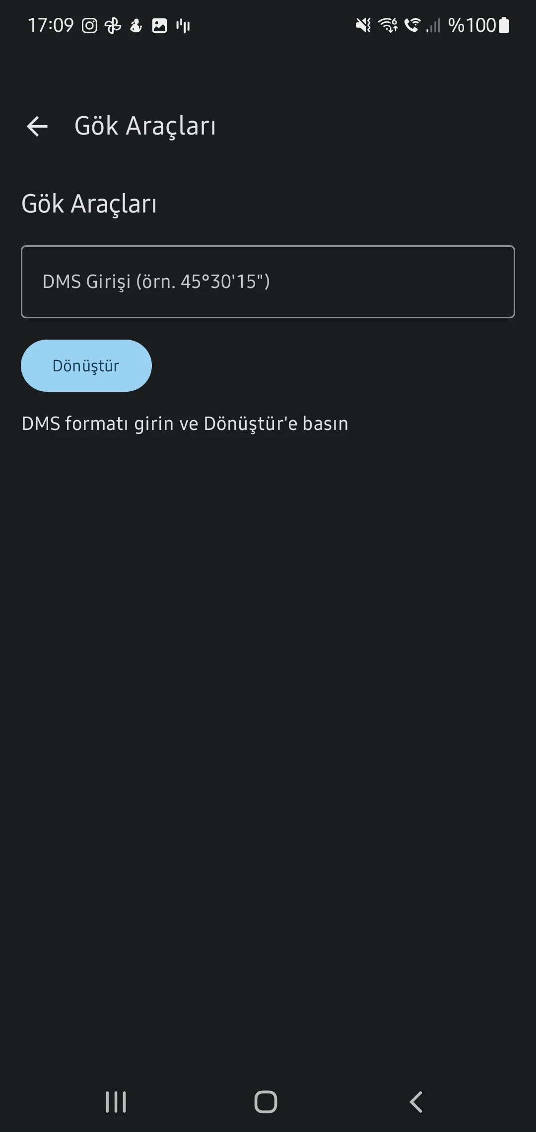 CaptainCalc uygulama ekran görüntüsü - DMS/Decimal Converter