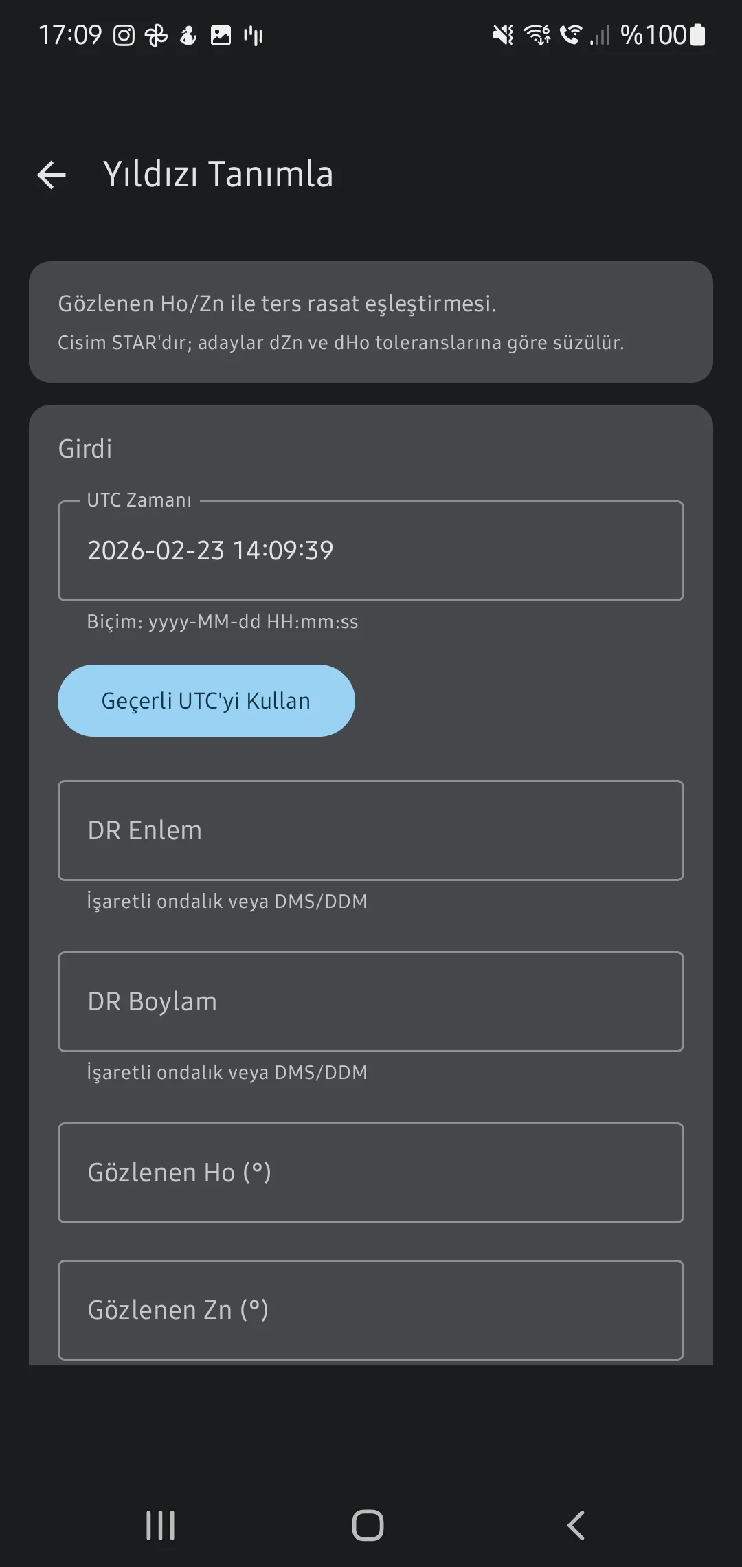 CaptainCalc uygulama ekran görüntüsü - Identify Unknown Star