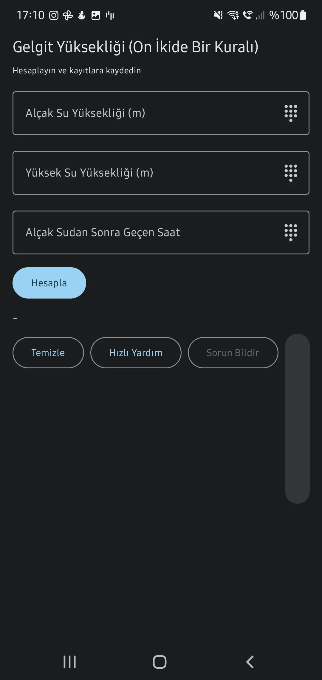 CaptainCalc uygulama ekran görüntüsü - Tide Height / Twelfths