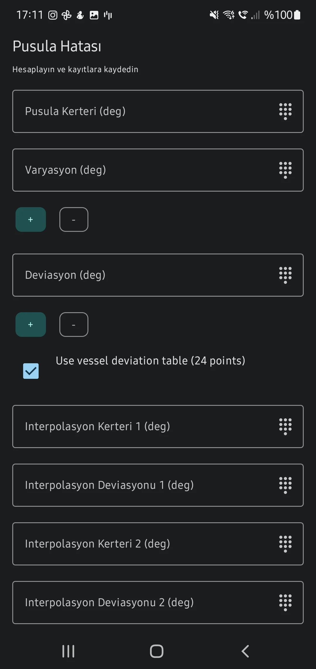 CaptainCalc uygulama ekran görüntüsü - Compass Amplitude Tool