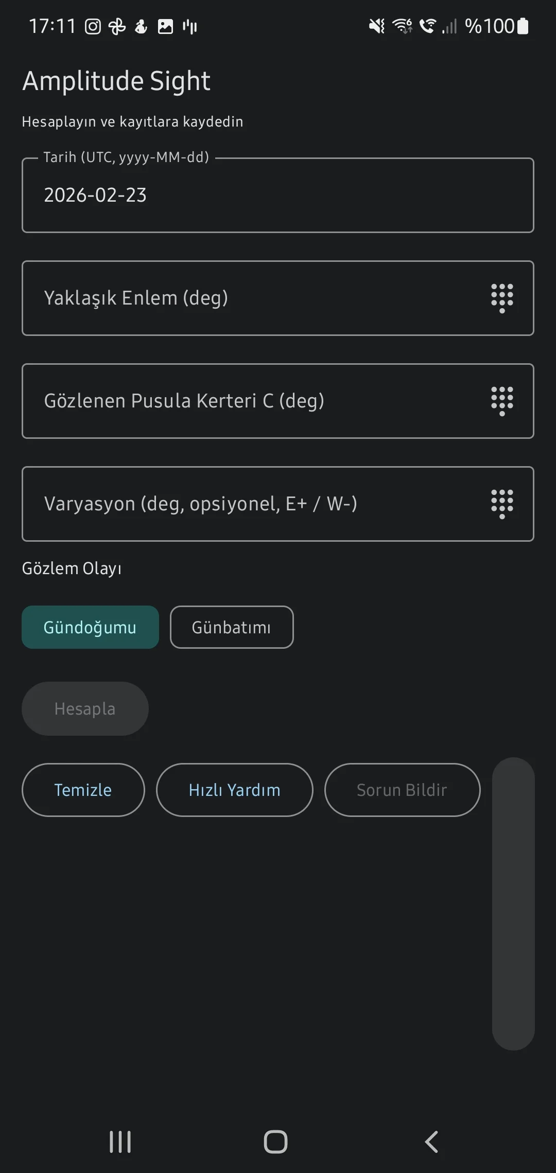 CaptainCalc uygulama ekran görüntüsü - Sun Amplitude Calc
