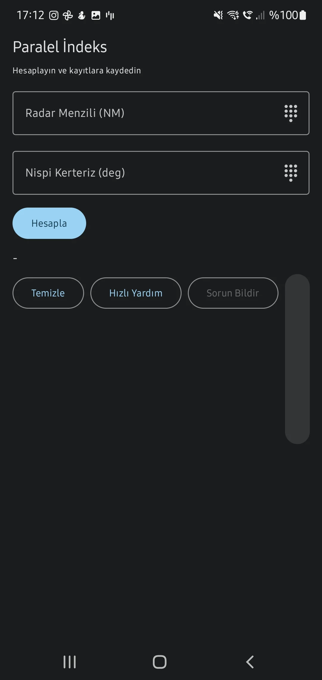CaptainCalc uygulama ekran görüntüsü - Parallel Index Limits